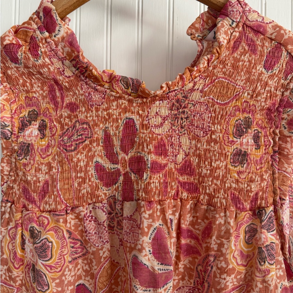 Nanette Lepore Orange Floral Blouse Size Large - Picture 2 of 6